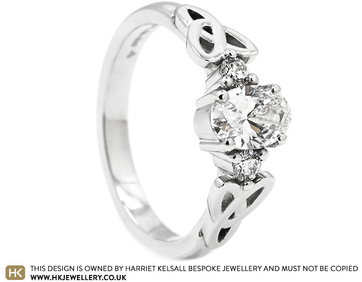 Danni's Celtic Detailing Oval Cut Diamond Platinum Engagement Ring