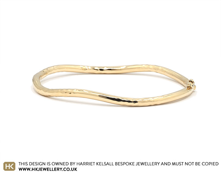 Christine's 9ct Yellow Gold Organic Hammered Hinge and Clasp Bangle