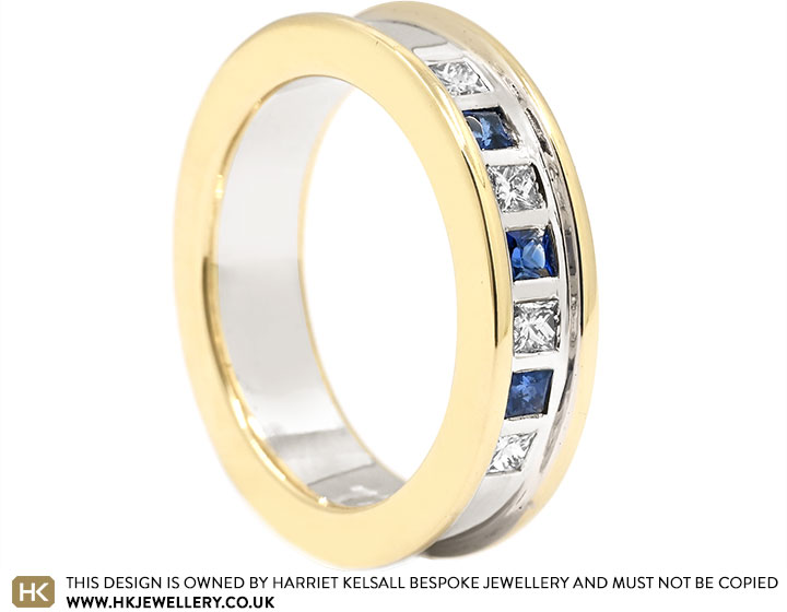 Frances' Sapphire and Diamond Mixed Gold Eternity Ring