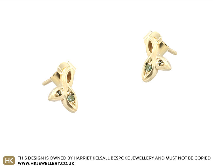 9ct Yellow Gold and Alexandrite Earrings