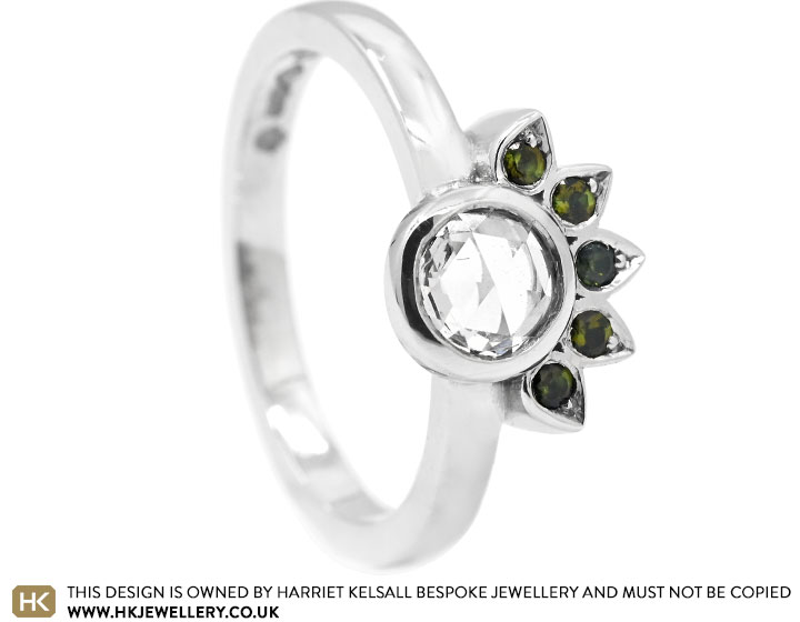 Trisha's Platinum Diamond and Tourmaline Floral Engagement Ring