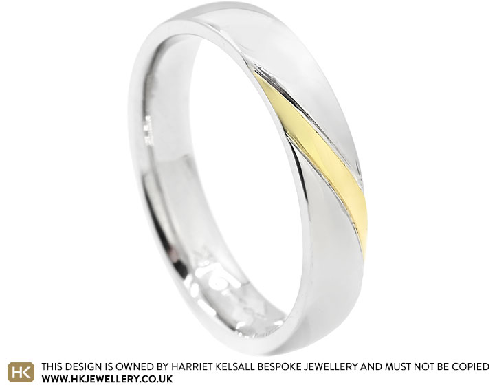 Jacques' Platinum Wedding Ring with Yellow Gold Inlay