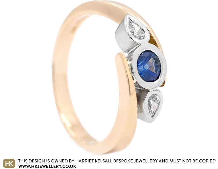 Victoria's Re-Designed Mixed Metal Diamond and Sapphire Engagement Ring