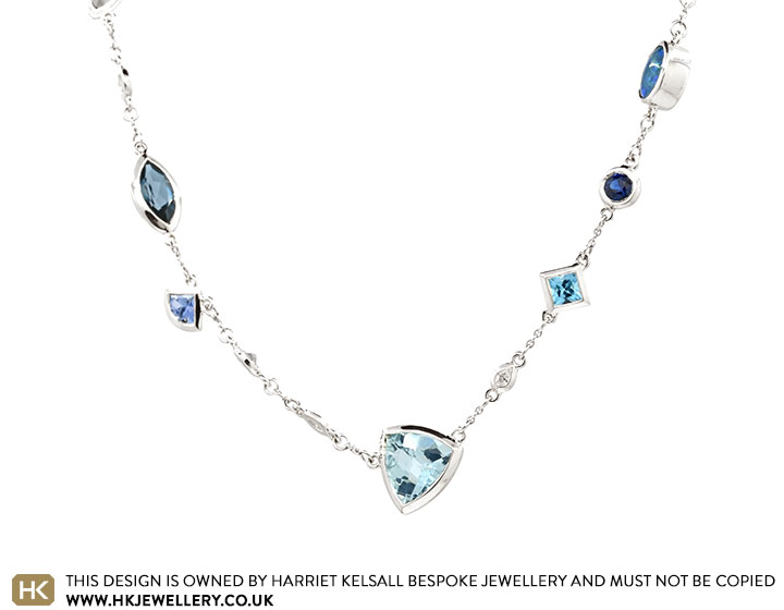 Rachel's 9ct White Gold Scattered Multi-Stone Necklace