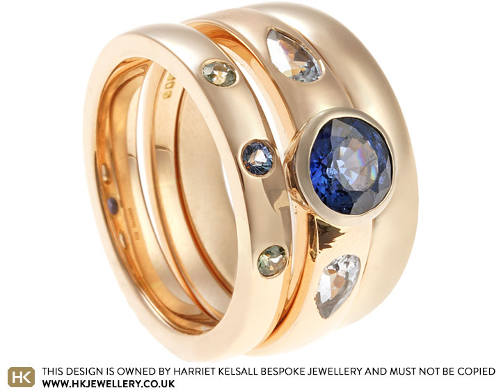 Michelle's 18ct Rose Gold Blue and Green Sapphire Eternity Ring