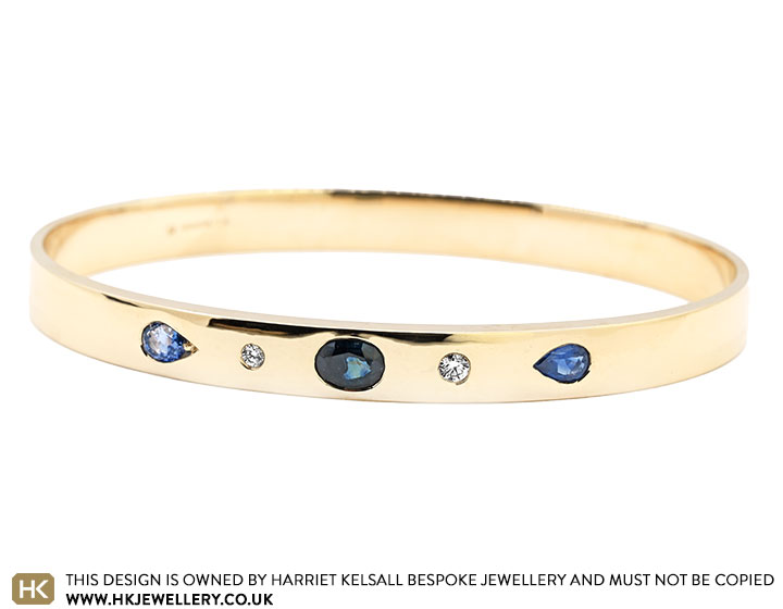 Libby's Sentimental Redesign Gold Sapphire And Diamond Bangle