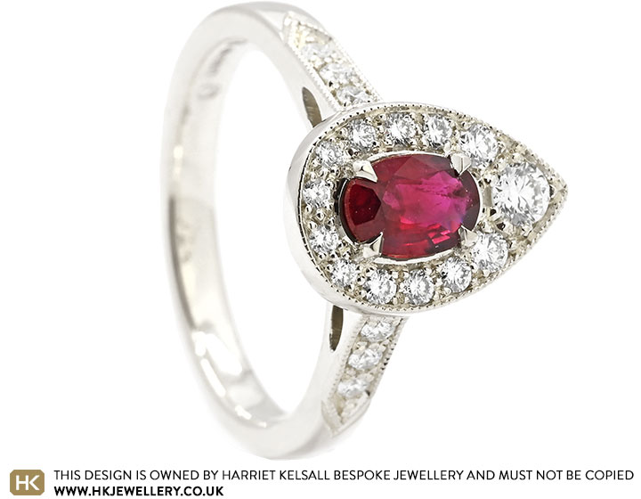 Molly's Halo Style Engagement Ring With Ruby and Diamonds