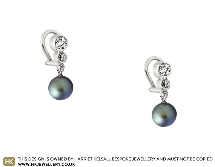 Susan's Silver Pearl and Diamond Earrings