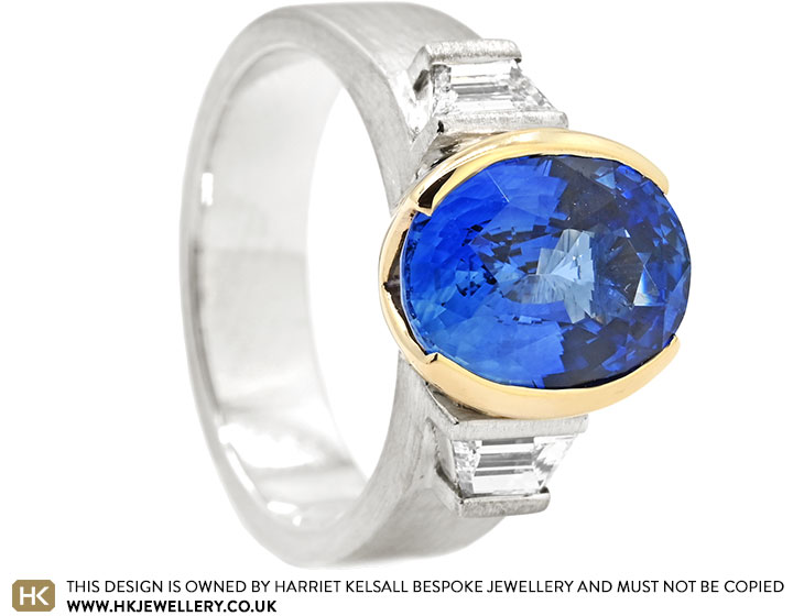 Helen's Mixed Gold, Sapphire and Diamonds Engagement Ring Redesign