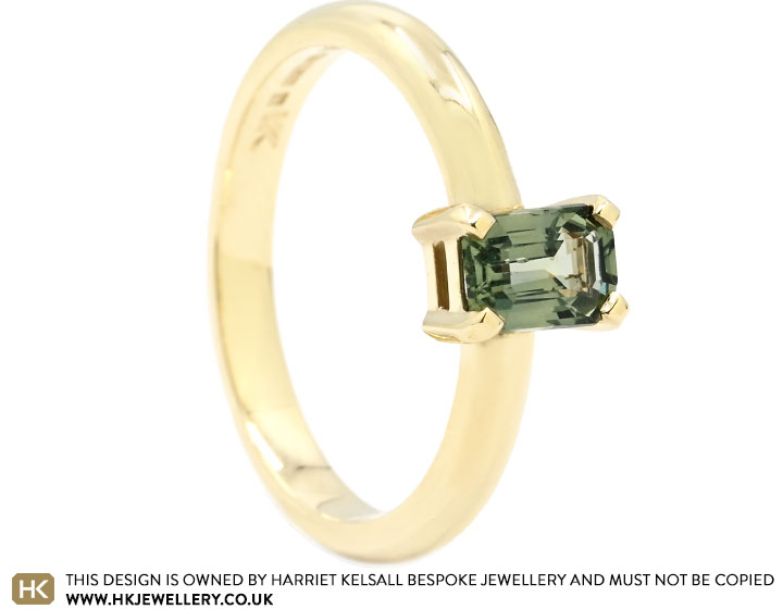 Amelia's Bespoke Engagement Ring With Green Sapphire