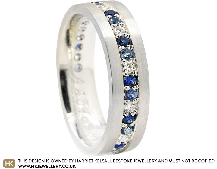 Andrea's Chunky White Gold Engagement Ring Set With Diamonds and Sapphires