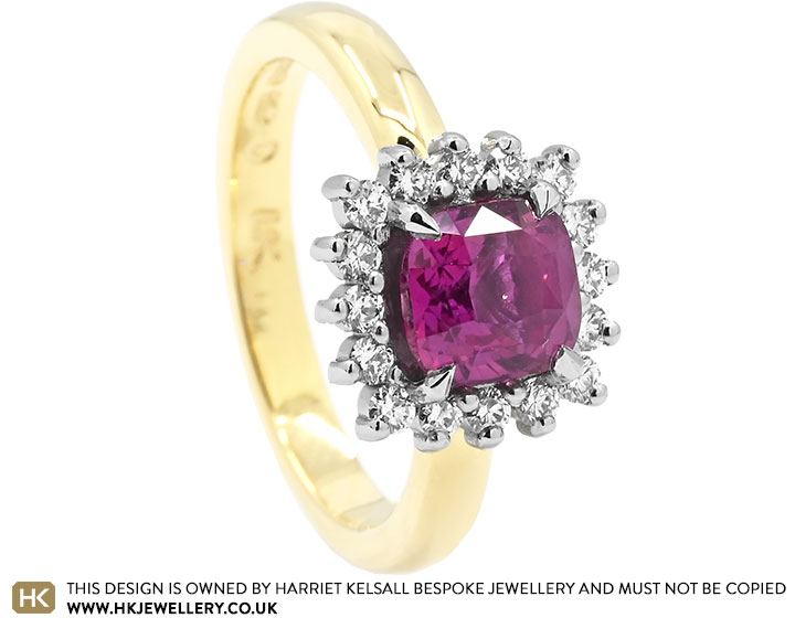 Carla's Ruby Engagement Ring in 18ct Yellow Gold and Platinum