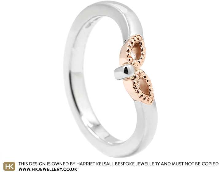 Faye's Platinum and Rose Gold Wishbone Wedding Ring