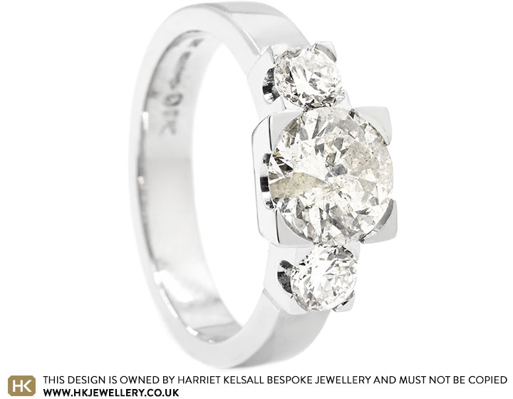 Jenny's Modern Platinum Trilogy Diamond Engagement Ring