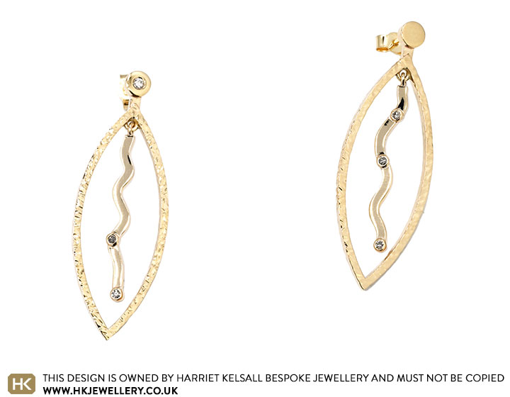 Sally's Redesigned Yellow Gold and Diamond Asymmetric Earrings