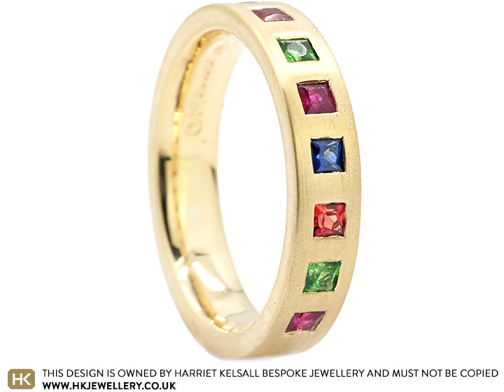 Diane's Fairtrade 9ct Yellow Gold and Mixed Gemstone Wedding Ring