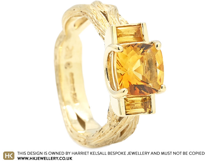 Katie's 9ct Yellow Gold And Citrine Woven Dress Ring