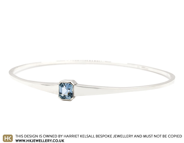 Rose-Marie's 9ct White Gold and Blue Octagon Cut Sapphire Bangle