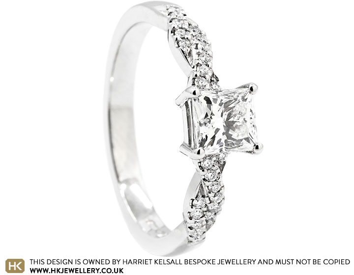 Natalie's Platinum Diamond Engagement Ring With Twist Detailing