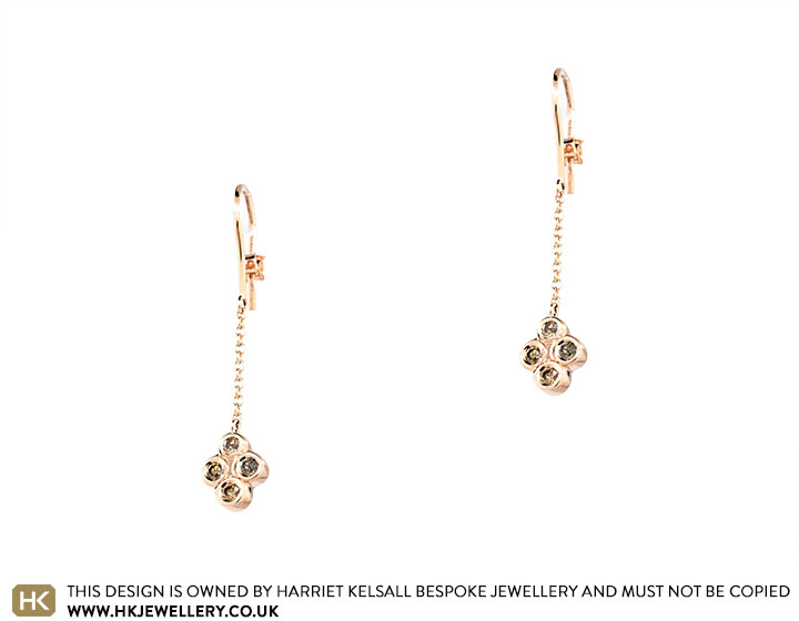 Jo's 9ct Rose Gold Diamond Drop Earrings