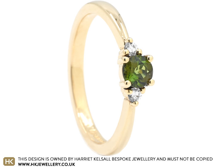 Gillian's 18ct Yellow Gold Tourmaline and Diamond Engagement Ring