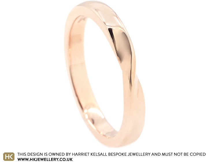 Fairtrade 9ct Rose Gold Delicate Mobius Twist Wedding Ring