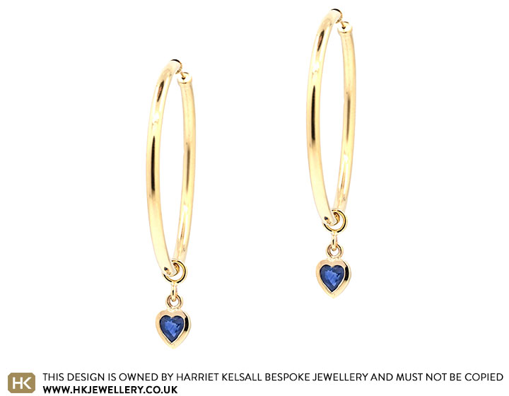 Carrie's Heart Sapphire Charm Earrings