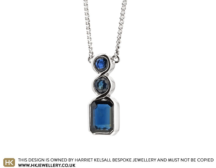 Julia's Fairtrade 9ct White Gold and Sapphire Twist Pendant