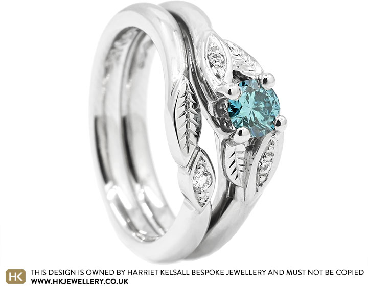 Katie's Platinum and Diamond Leaf Inspired Wedding Ring