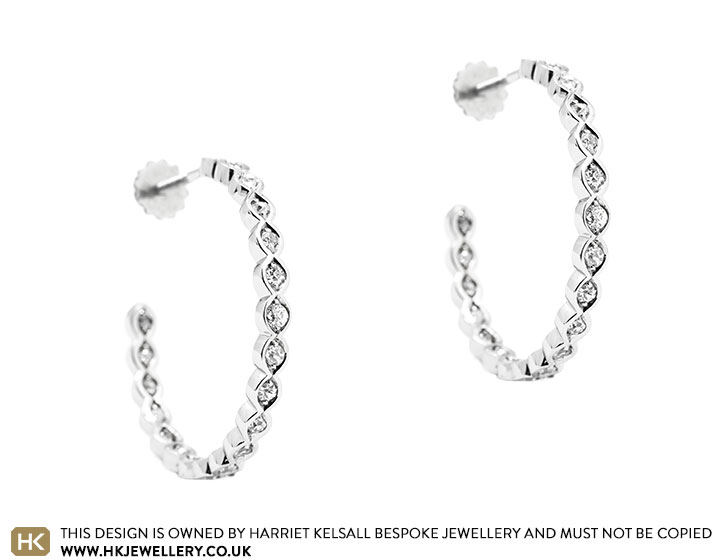 Helen's Platinum and Diamond Hoop Earrings