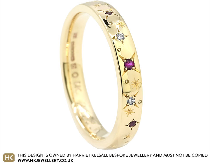 Anne's Star Inspired 9ct Yellow Gold Ruby and Diamond Eternity Ring