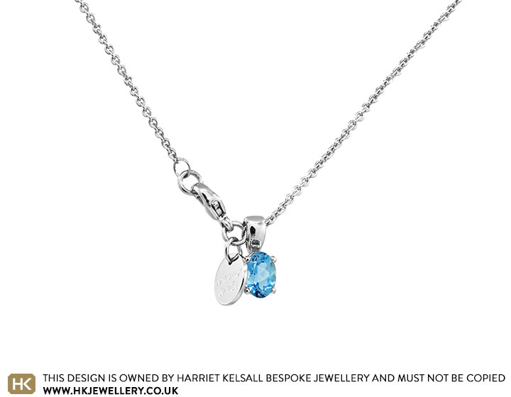 Dorothea's Sentimental Platinum and Oval Cut Aquamarine Pendant