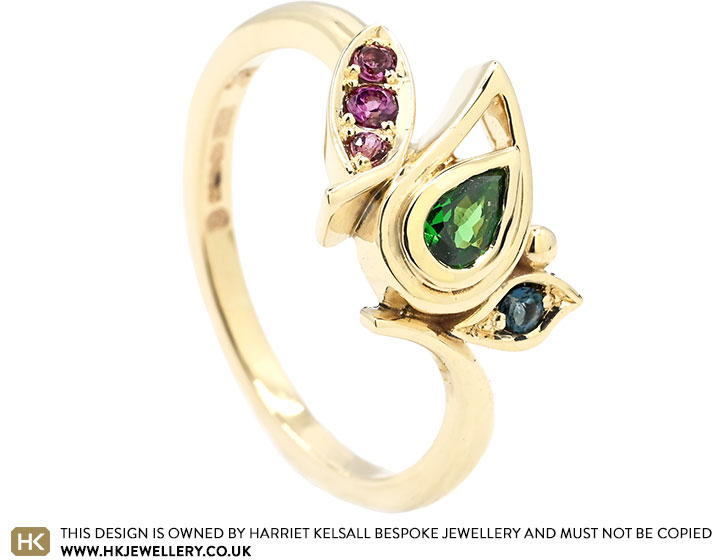 Hester's Fantasy Gaming Inspired Yellow Gold and Vibrant Gemstone Ring