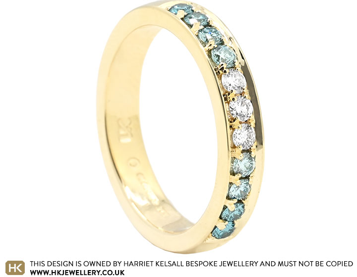 Nadia's Sun and Sea inspired 9ct Yellow Gold Blue Diamond Eternity Ring