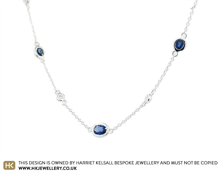 Sarah's Delicate Silver Sapphire and Diamond Necklace