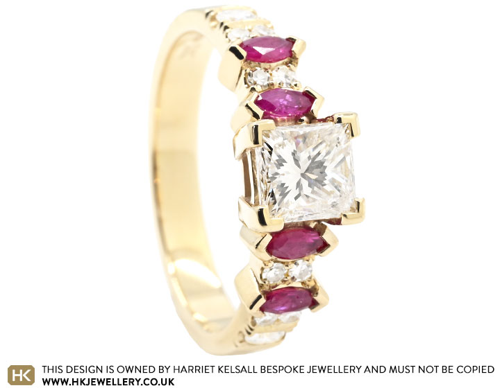 Moe's 9ct Yellow Gold Ruby and Diamond Ring