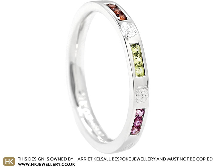 Emily's Sterling Silver Peridot and Rhodolite Garnet Eternity Ring