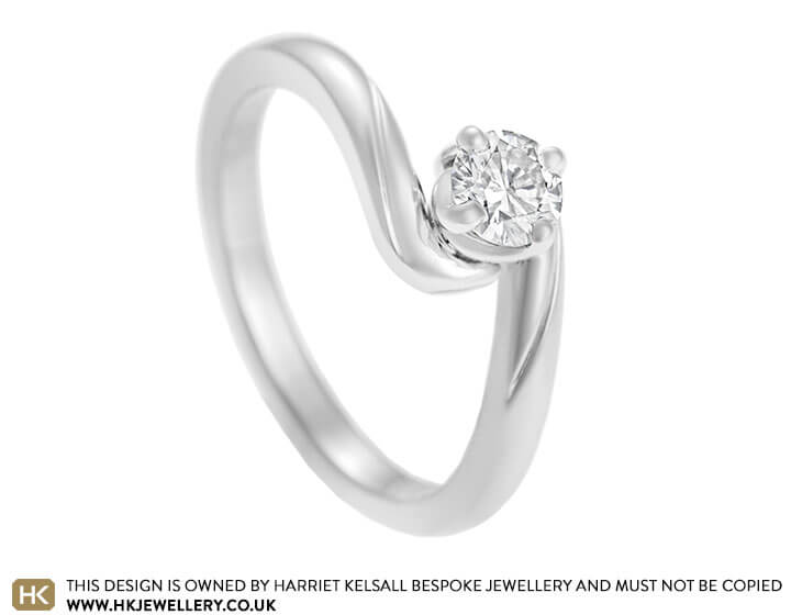 Twist Design Palladium and Diamond Solitaire