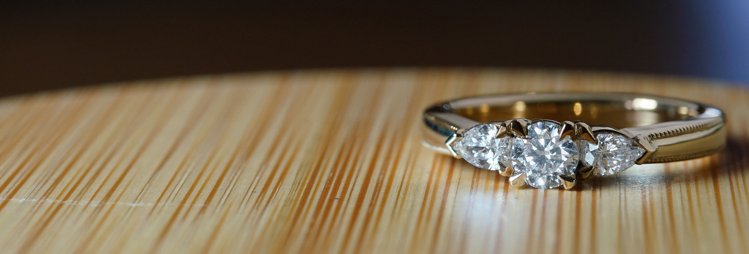 Recycled 9ct Yellow Gold Diamond Trilogy Engagement Ring