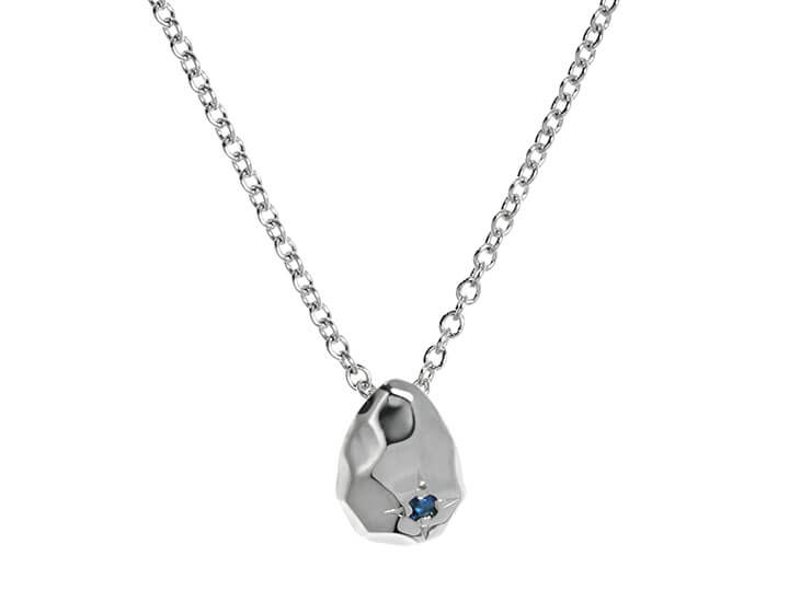 Compass Inspired Sterling Silver Pendant with 1.5mm Sapphire