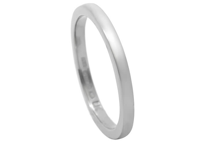 Palladium 2mm Wide Gently Curved Wedding Ring