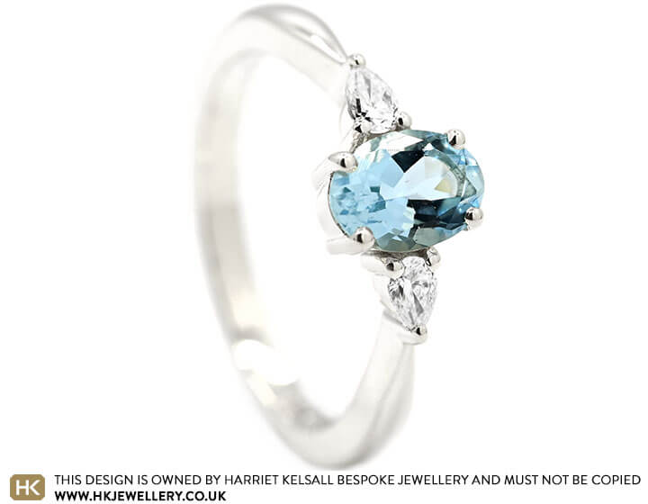 Fairtade White Gold Engagement Ring with Aquamarine and Diamonds