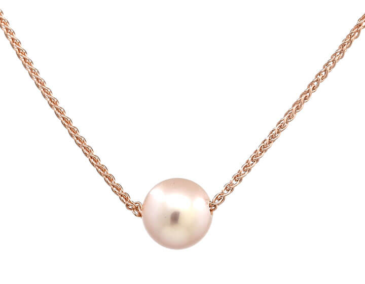Diamond and Pearl Pendant in Rose Gold | KLENOTA