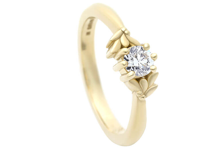 Fairtrade Yellow Gold Leaf Shaped Solitaire