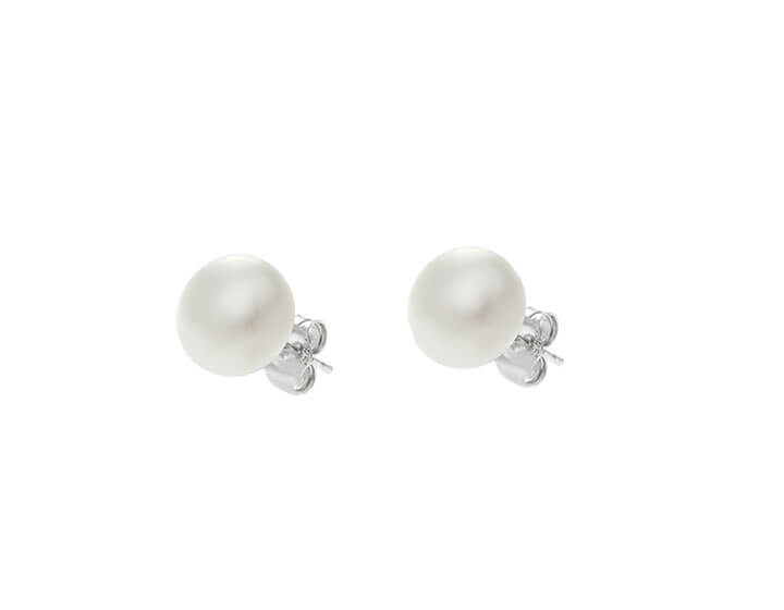 Sterling silver and ivory river pearl stud earrings