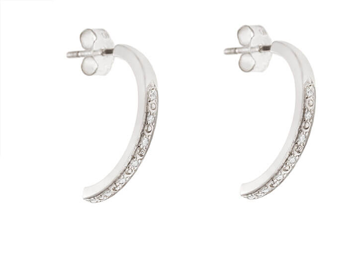 Fairtrade 9ct white gold pave set diamond earrings