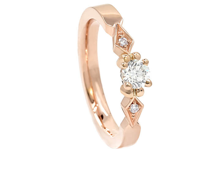 Medieval Inspired 9ct Rose Gold and Diamond Ring