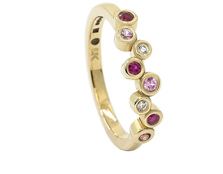 Pink Sapphire, Ruby and Diamond in Contemporary Design