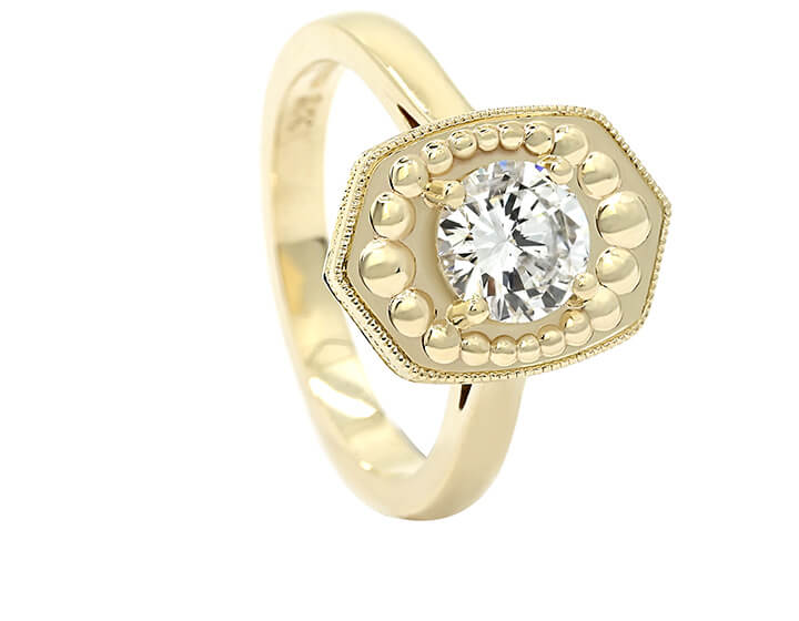 Shield Shaped Halo Diamond Statement Ring