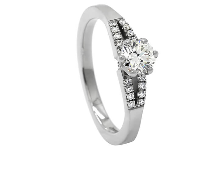 Palladium Split Shoulder Engagement Ring with Recycled Central Diamond